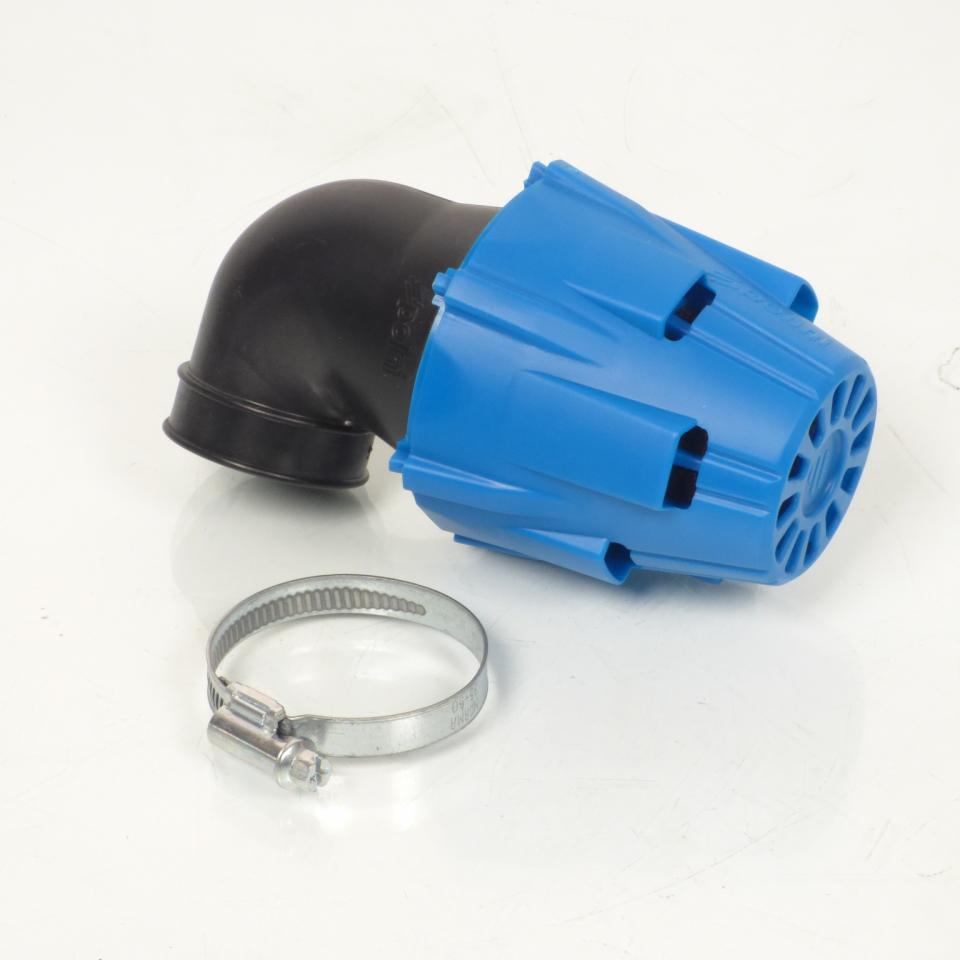 Cornet filtre à air coudée 90° Ø32mm Polini bleu 203.0182 pour moto carbu PHBG