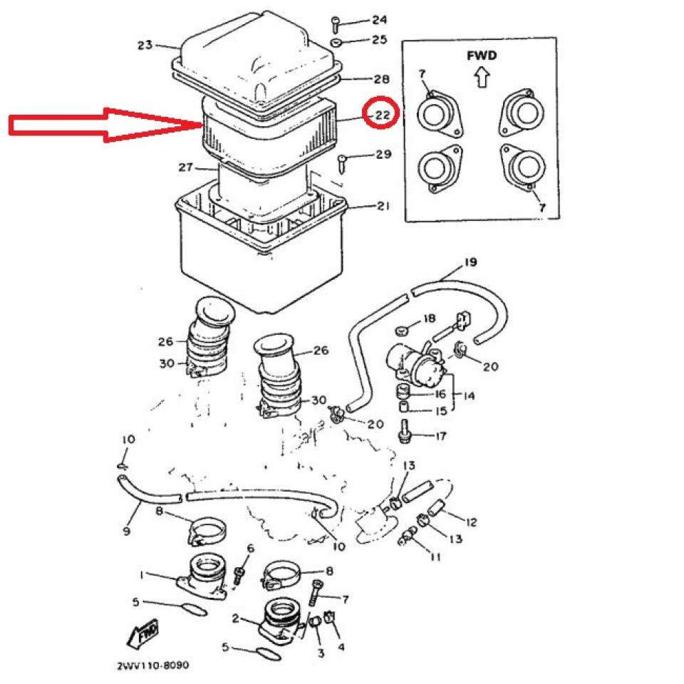 Filtre à air pour moto Yamaha 1200 XVZ Venture royale 26H-14451 26H1445100 Neuf