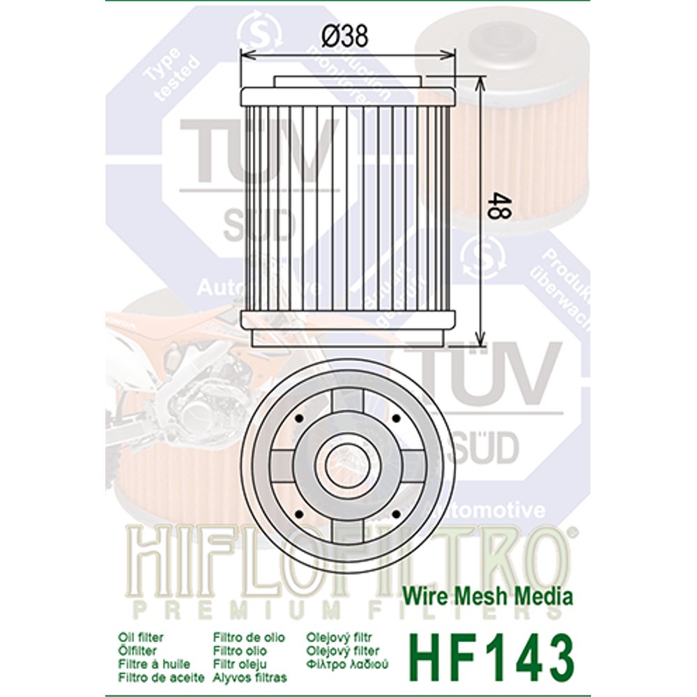 Filtre à huile Hiflofiltro pour Scooter Yamaha 125 Majesty 1998 à 2007 HF143 Neuf