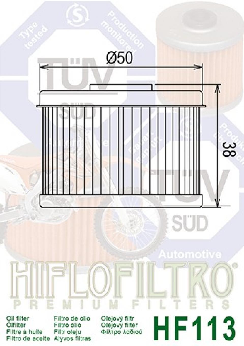 Filtre à huile Hiflofiltro pour Quad Honda 450 Trx Es/Fe 1998 à 2004 Neuf