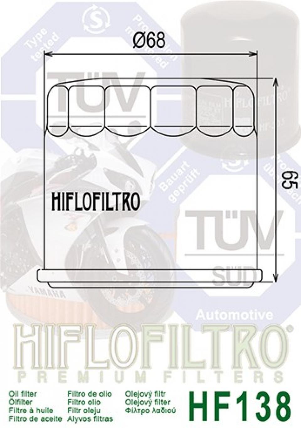 Filtre à huile Hiflofiltro pour Scooter Suzuki 650 Burgman 2002 à 2018 HF138 Neuf