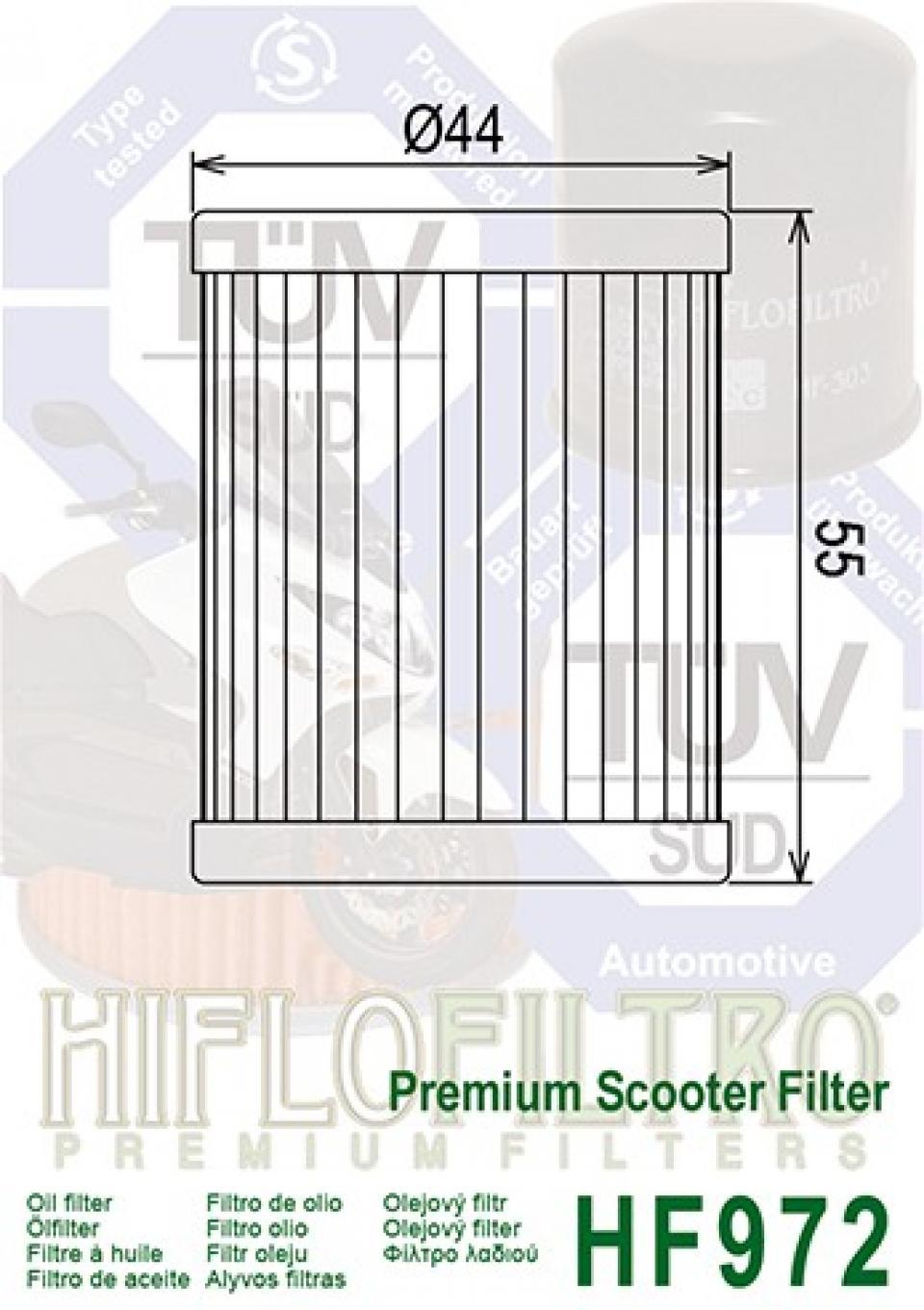 Filtre à huile Hiflofiltro pour Scooter Suzuki 250 Burgman 2002 à 2006 HF972 16510-25C00 5RU-13440-00 Neuf