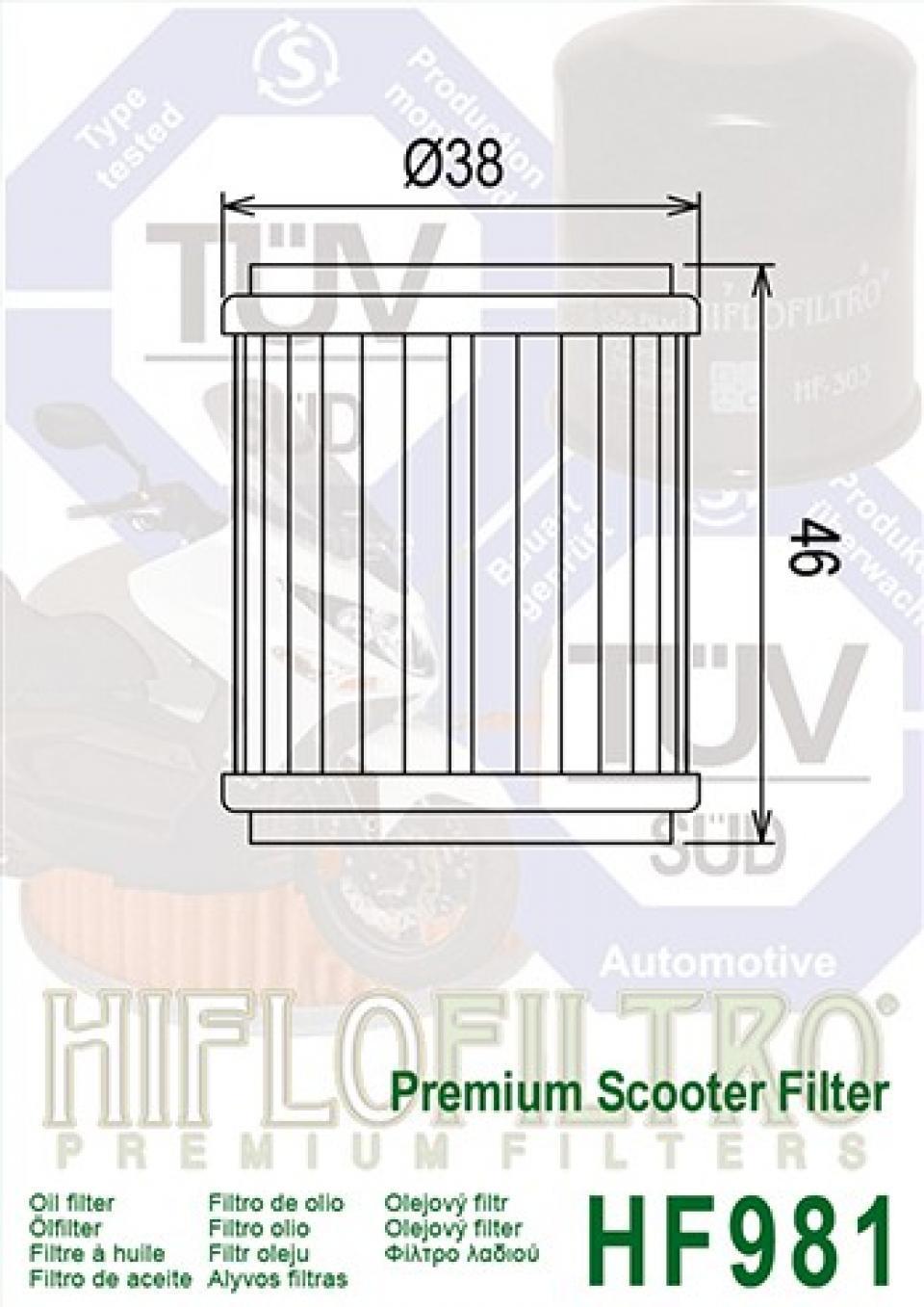 Filtre à huile Hiflofiltro pour Scooter Yamaha 125 X-Max 2014 à 2017 HF981 5YP-E3440-00 38B-E3440 Neuf
