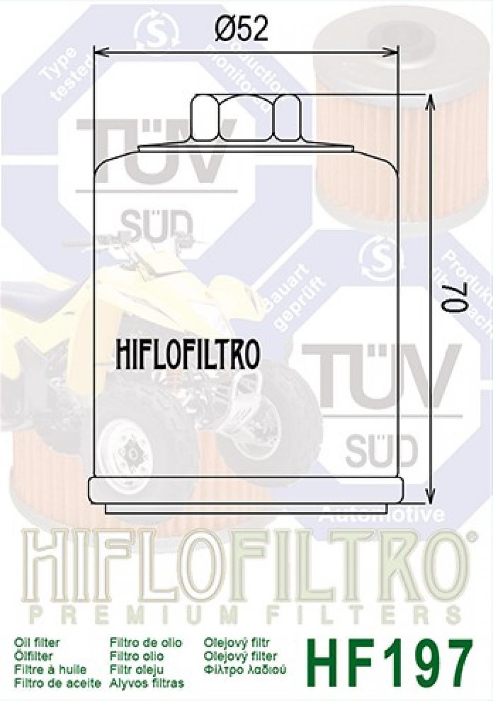 Filtre à huile Hiflofiltro pour Quad Polaris 200 Sawtooth 2006 à 2007 HF197 / 0452462 Neuf