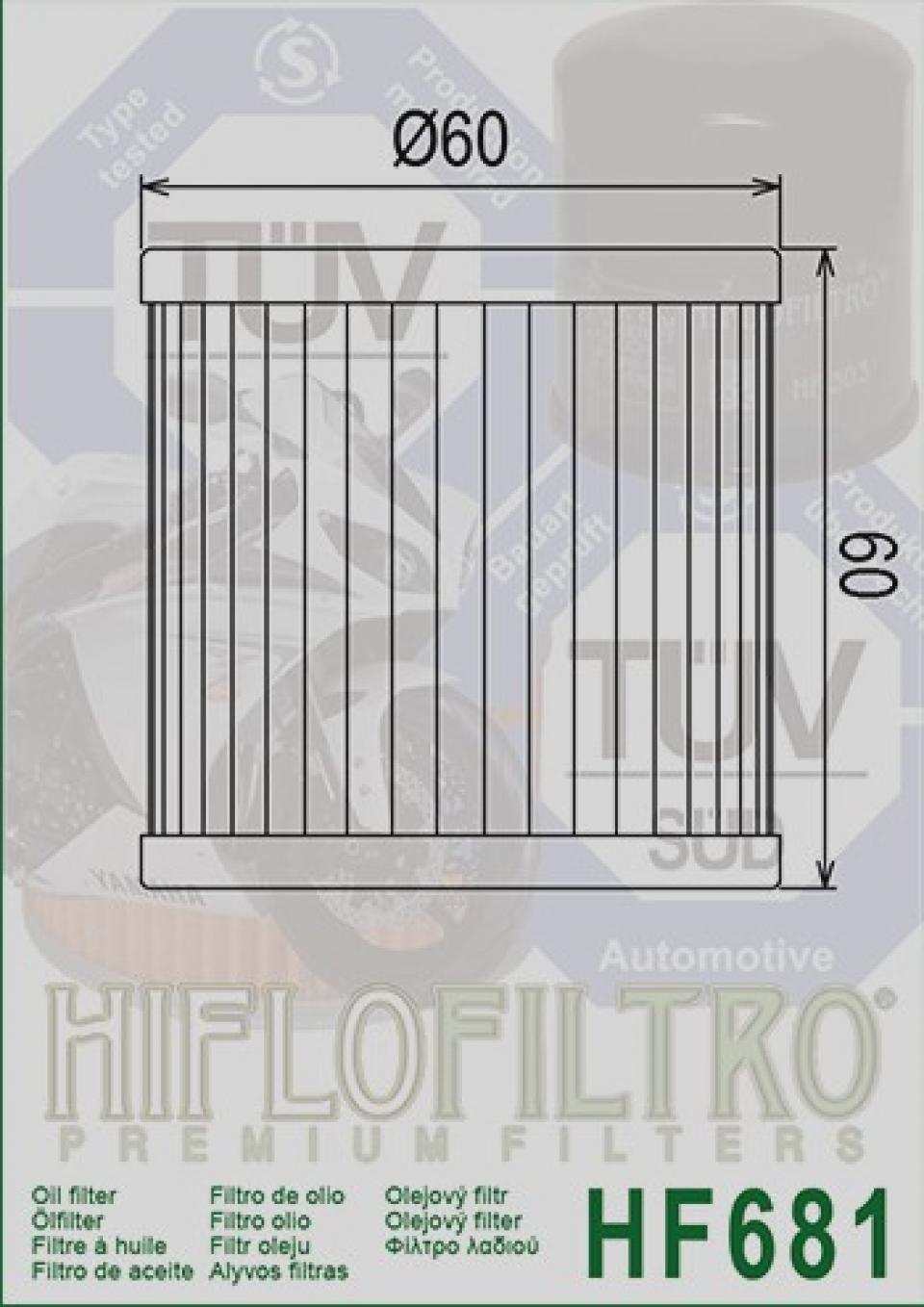 Filtre à huile Hiflofiltro pour Moto Hyosung 650 Gt R 2007 à 2012 HF681 / 16510HN9101HAS Neuf