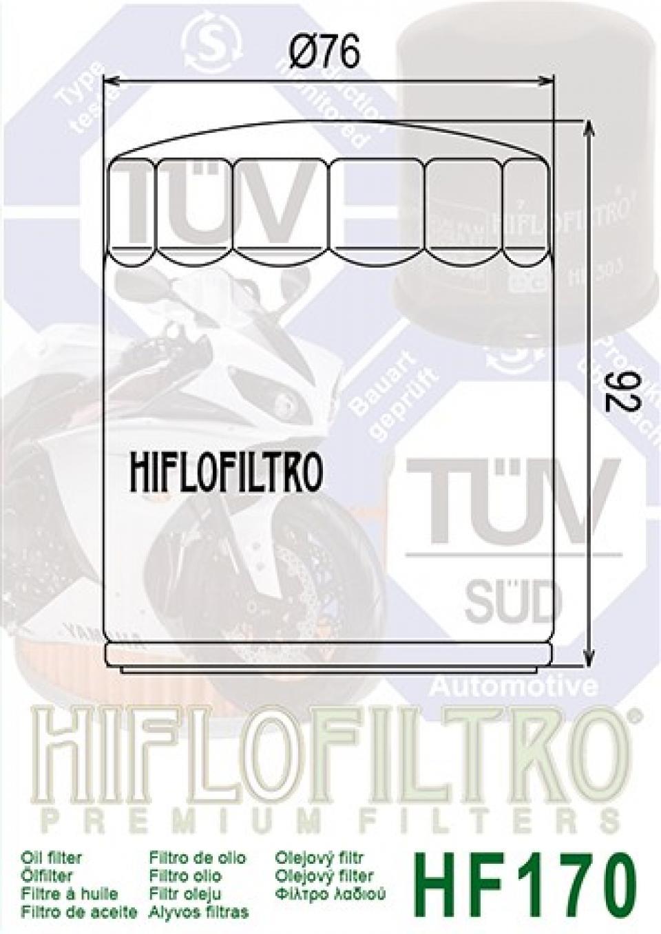 Filtre à huile Hiflofiltro pour Moto Harley Davidson 883 XLH Sportster 5 Vitesses 1991 à 1999 Neuf