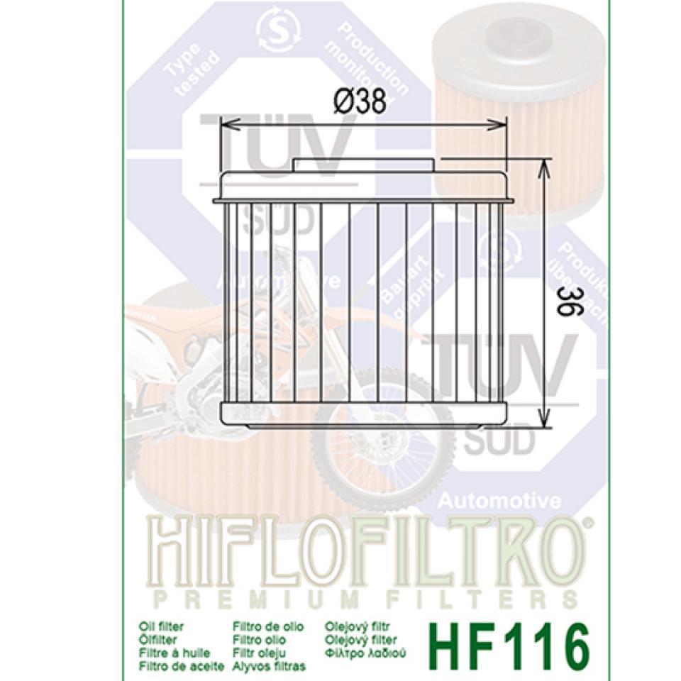 Filtre à huile Hiflofiltro pour Moto Honda 250 XRL Après 2015 HF116 Neuf