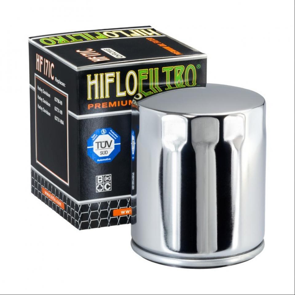Filtre à huile Hiflofiltro pour Moto Buell 1200 Cyclone 1997 à 2002 Équivalent HF171C / Chromé Neuf