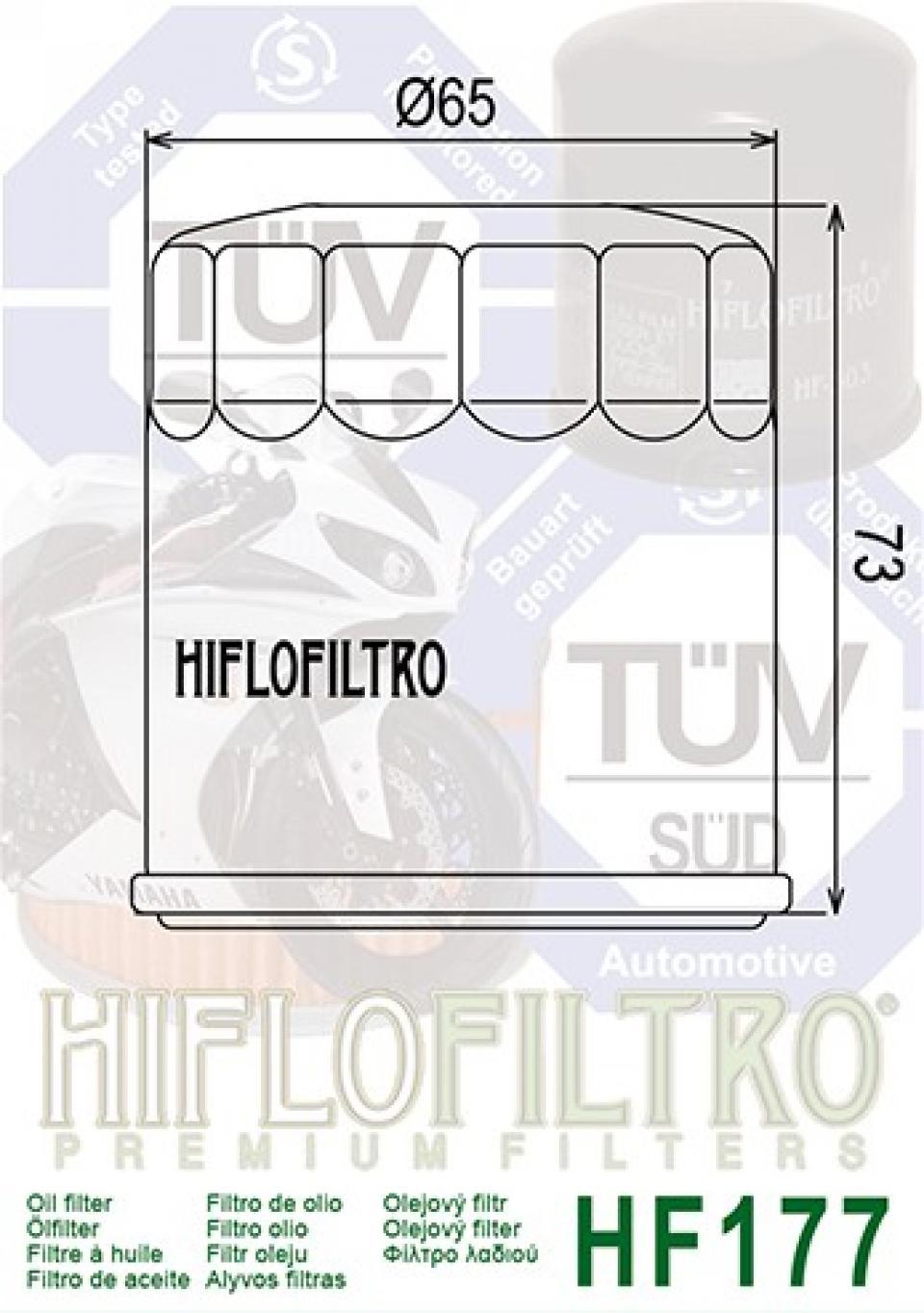 Filtre à huile Hiflofiltro pour moto Buell 900 XB-9S 2002 à 2008 HF177 63806-00Y