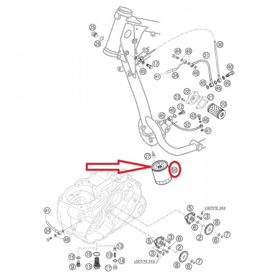 Filtre à huile origine pour Moto KTM 440 SX 1994 à 1995 Neuf