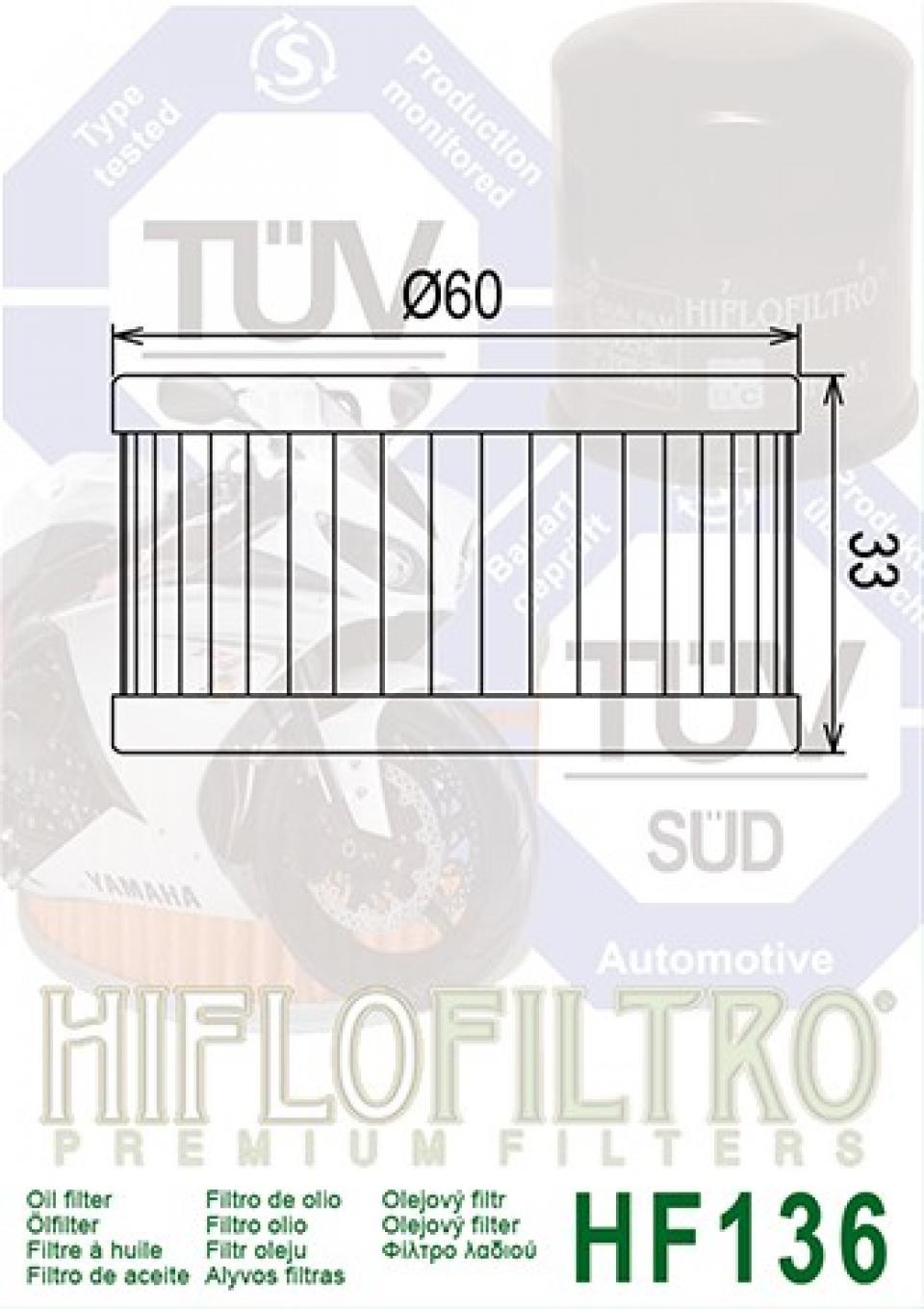 Filtre à huile Hiflofiltro pour Moto Suzuki 125 Intruder 2000 à 2007 HF136 / 16510-38240 Neuf