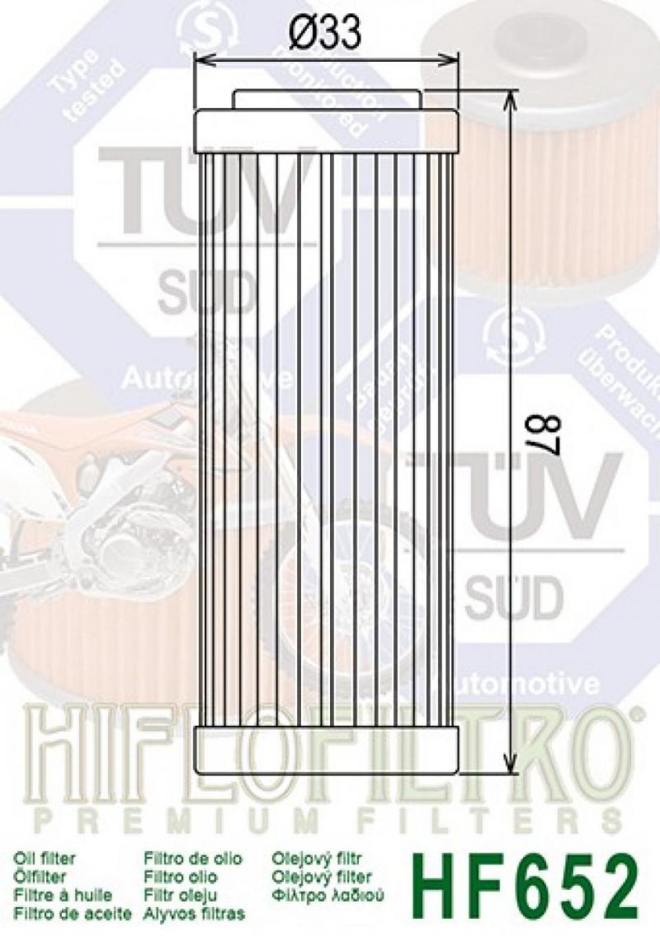 Filtre à huile Hiflofiltro pour Moto KTM 450 SX-F 2007 à 2012 HF652 Neuf