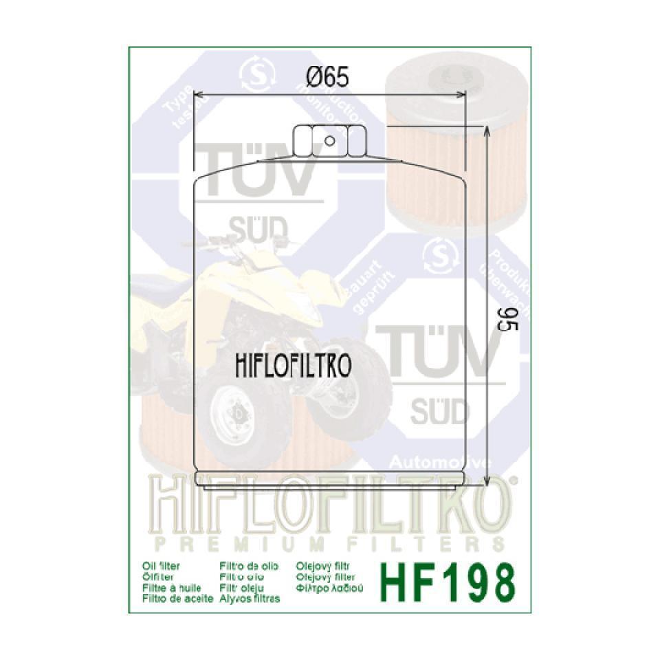 Filtre à huile Hiflofiltro pour Quad Polaris 600 Sportsman 2004 à 2005 HF198 / 2540086 / 2540122 Neuf