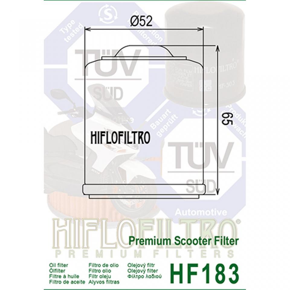 Filtre à huile Hiflofiltro pour scooter Piaggio 125 MP3 2006 à 2011 HF183 Neuf