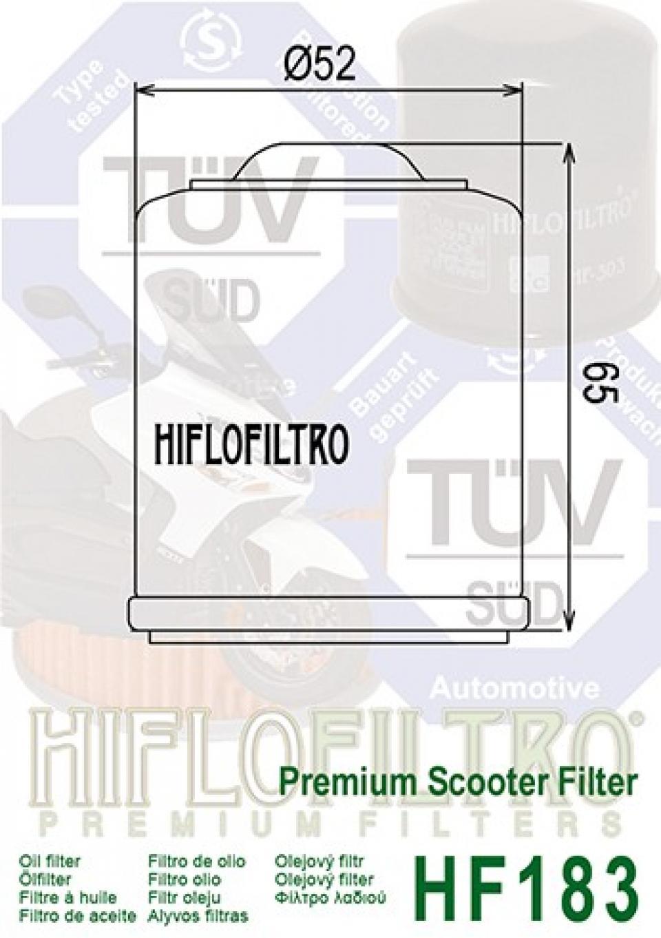 Filtre à huile Hiflofiltro pour Scooter Piaggio 125 Vespa Gts Ie Abs Euro4 2016 à 2017 Neuf