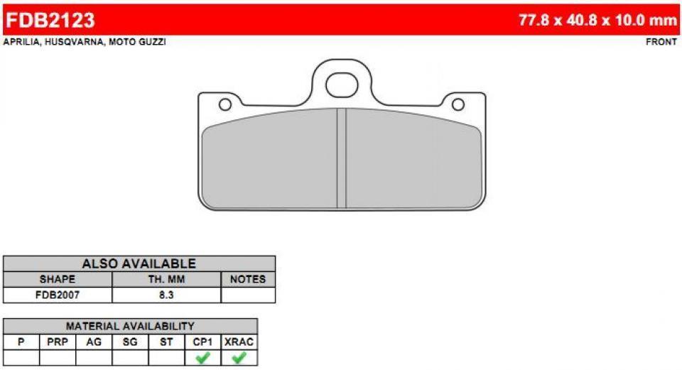 Plaquette de frein Ferodo pour Auto FDB2123CPRO Neuf