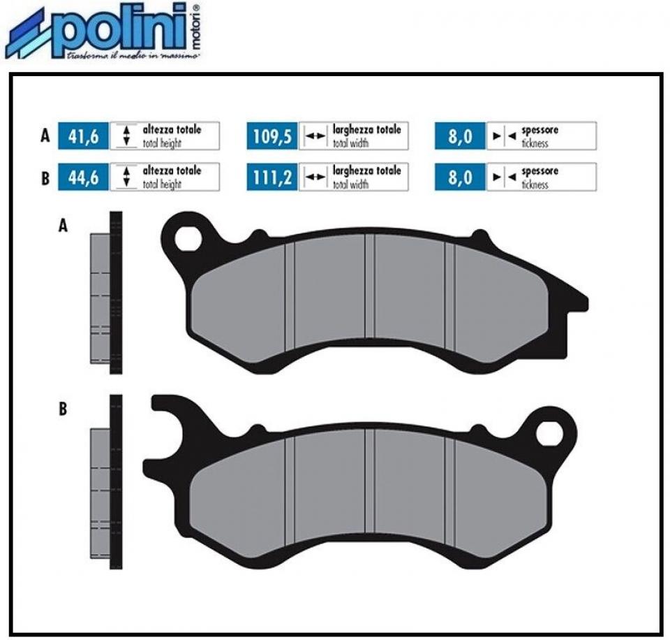 Plaquette de frein Polini pour Scooter Peugeot 125 Django 2014 à 2020 Neuf