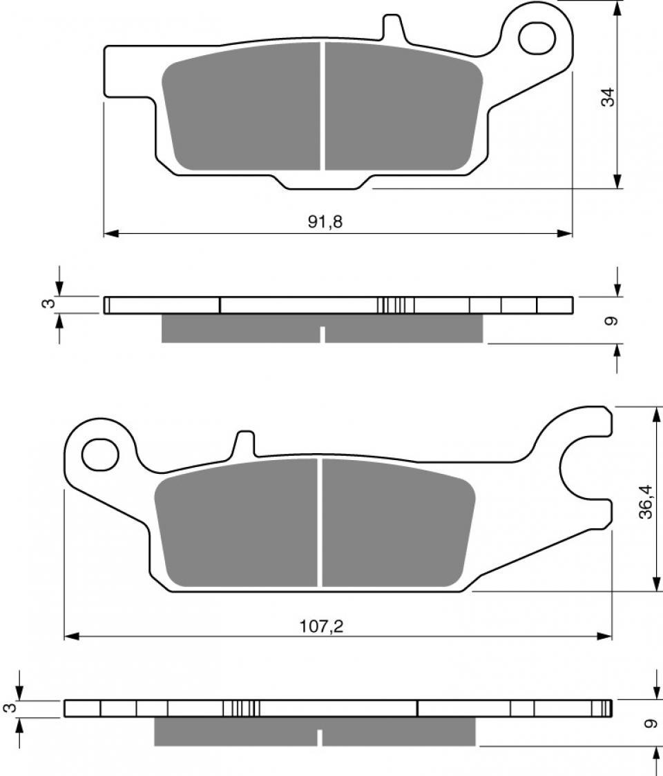 Plaquette de frein Gold Fren pour quad Yamaha 550 YFM Grizzly IRS 2011 à 2014 ARG / FWA Neuf