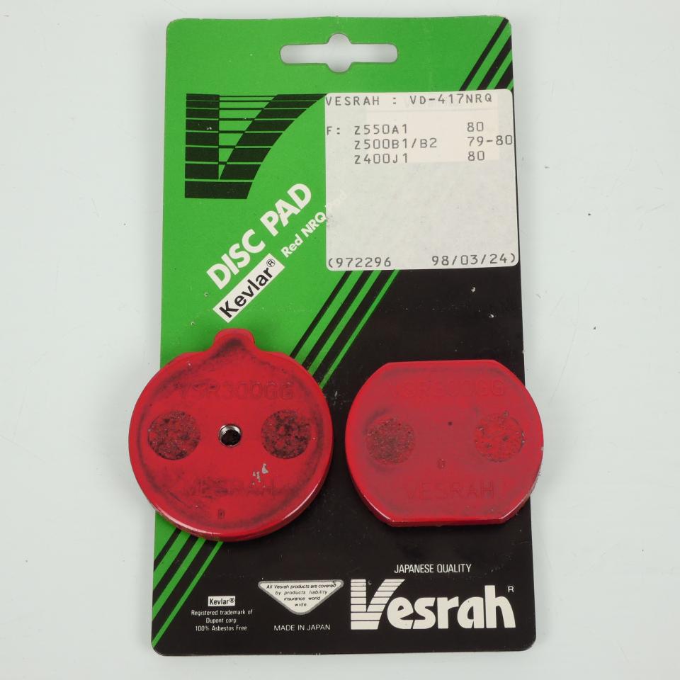 Plaquette frein Vesrah pour moto Kawasaki 500 Z 4 Trous 1979 à 1980 AV AR Neuf