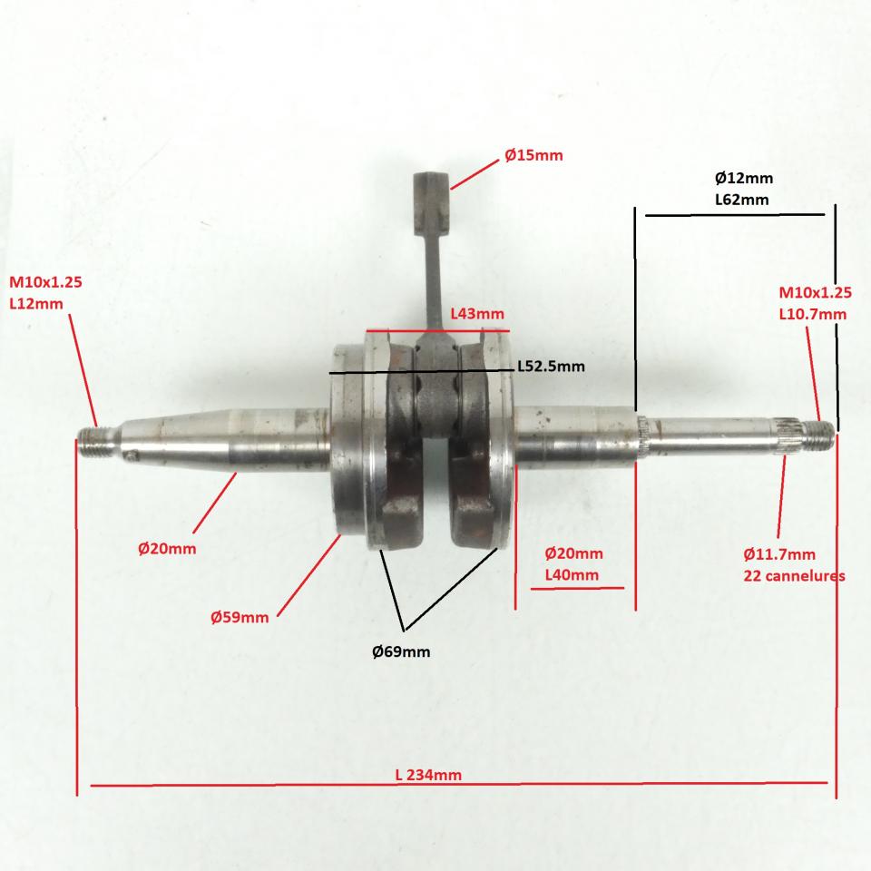 Vilebrequin embiellage pour scooter Peugeot 50 Ludix blaster VGAL1ACFA00 Ø15mm