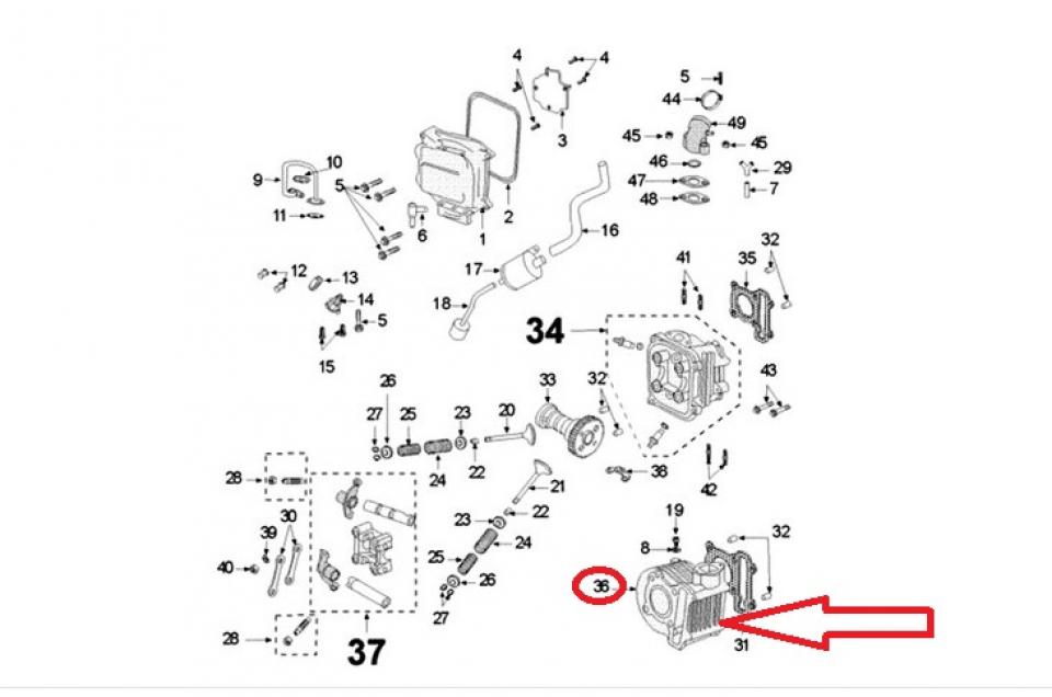 Cylindre origine pour Scooter Kinroad 125 XT125T-17 Neuf
