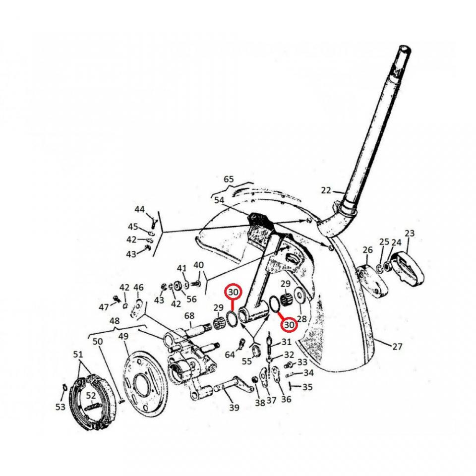 Joint axe basculeur roue avant RMS pour scooter Piaggio 90 Vespa 1963 à 1973