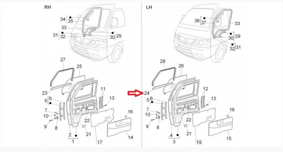 Joint inf vitre portière gauche pour auto Piaggio 1300 Porter 2009-2020 2608586