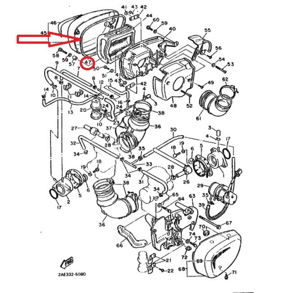 Joint 42X-14452 de couvercle de boite à air pour moto Yamaha 1000 XV 1986-87