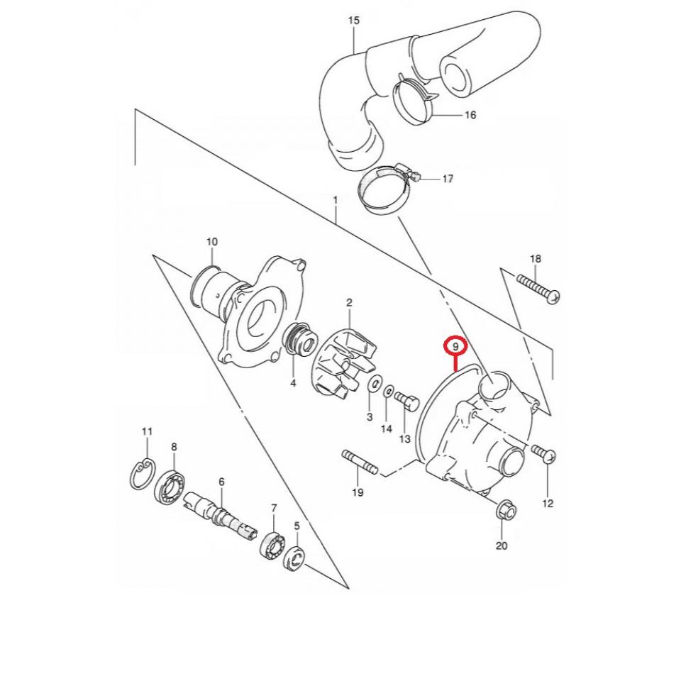 Joint de pompe à eau origine pour moto Suzuki 1100 Gsx-R 1993 à 1998 17418-33400