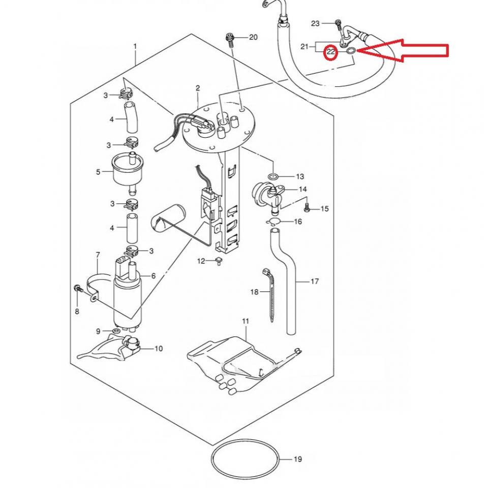 Joint durite pompe à essence origine pour scooter Suzuki 250 Burgman 15817-14G00
