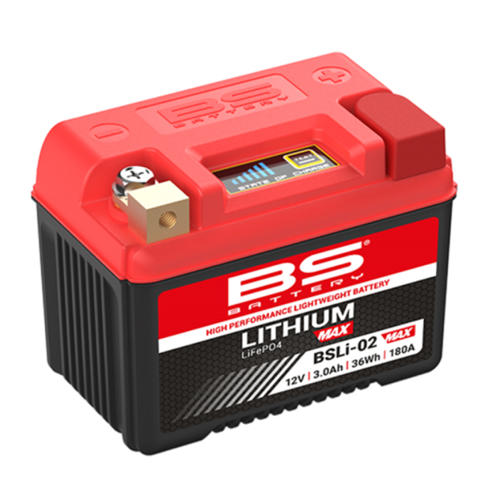 Batterie Lithium BS Battery pour moto BSLI-02 MAX 12V 3Ah 36Wh 180A Neuf