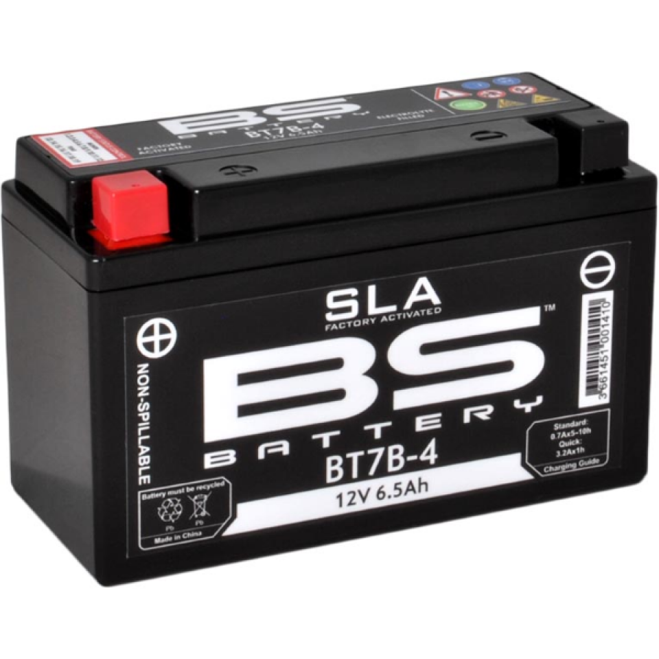 Batterie SLA BS Battery pour Moto Ducati 1199 Panigale 2012 à 2017 YT7B-4 / 12V 6.5Ah Neuf