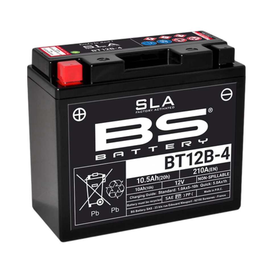 Batterie SLA BS Battery pour Moto Triumph 900 Thruxton 2009 à 2011 YT12B-4 Neuf