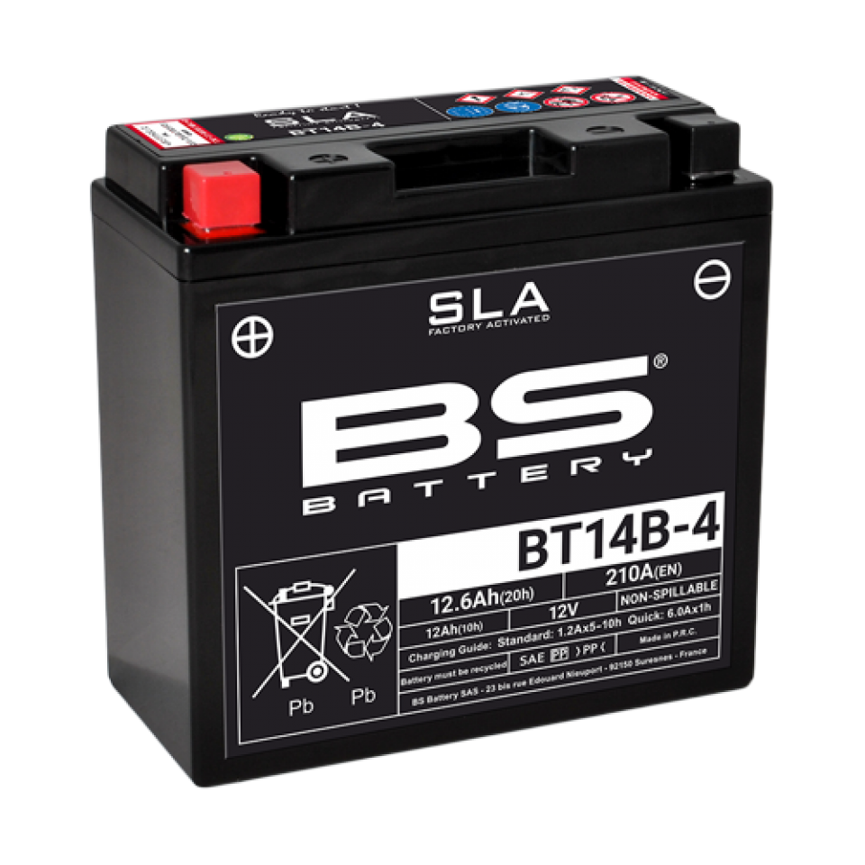 Batterie SLA BS Battery pour Moto Yamaha 1300 XJR 2002 à 2006 YT14B-4 / 12V 12Ah Neuf