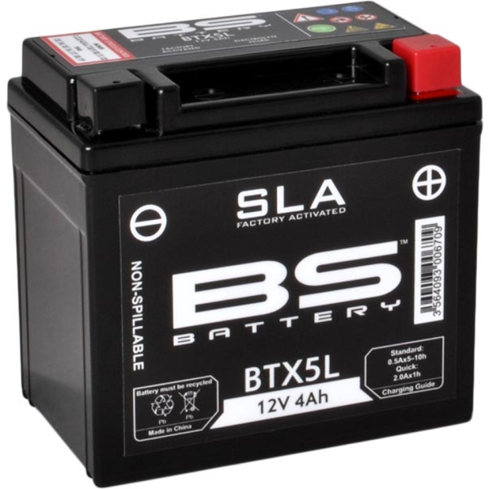 Batterie SLA BS Battery pour moto YTX5L / YTZ6S / 12V 5.3Ah Neuf