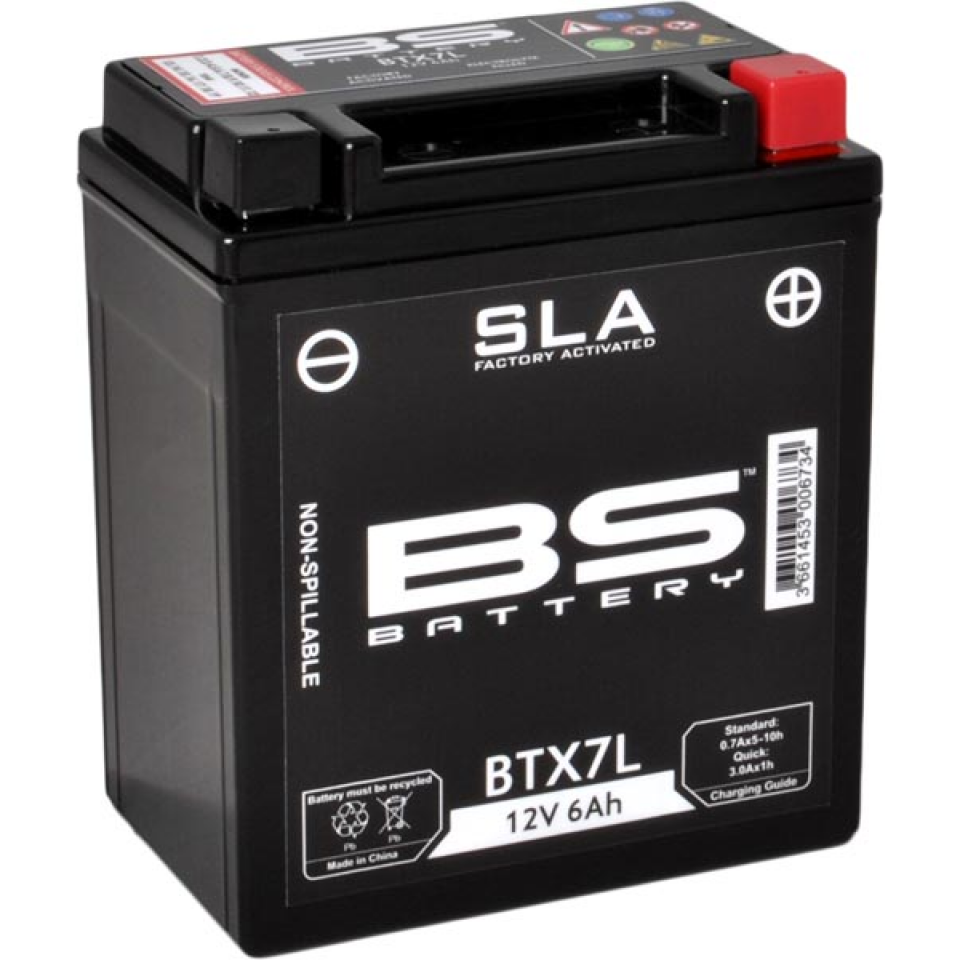 Batterie SLA BS Battery pour Moto Honda 125 Vt C Shadow 1999 à 2000 YTX7L-BS / 12V 6Ah Neuf