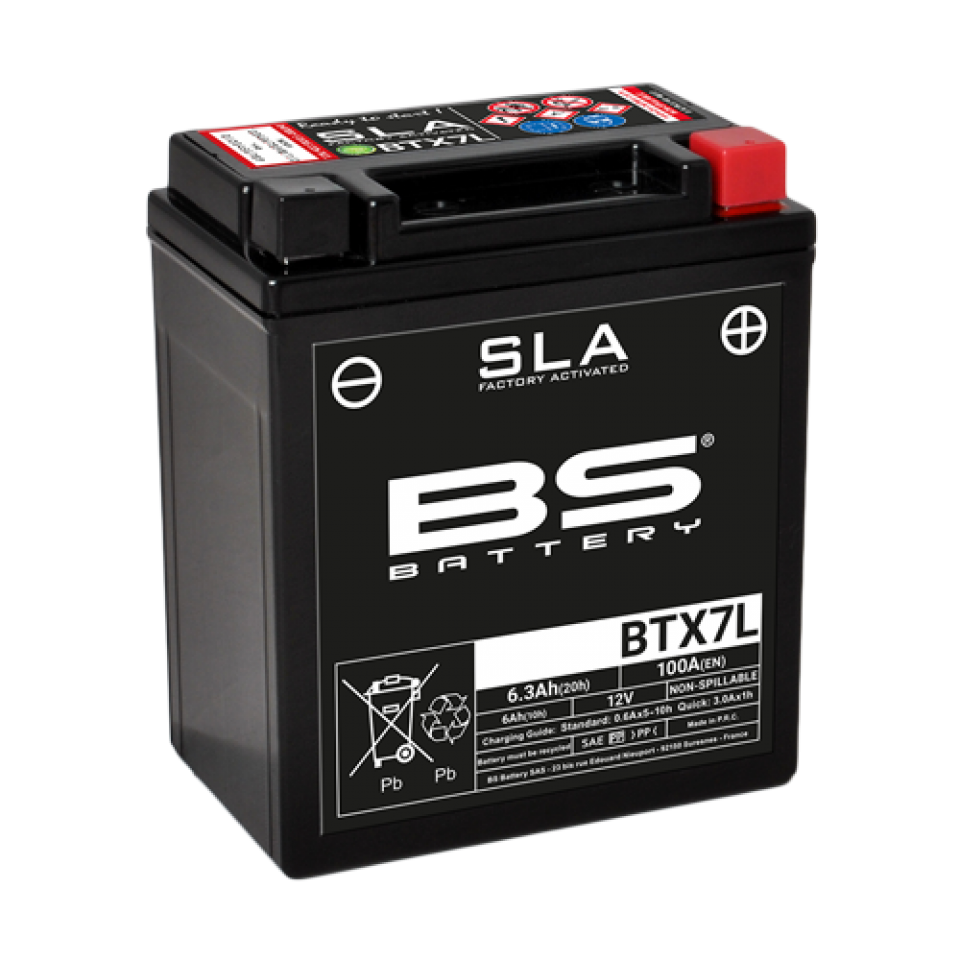 Batterie SLA BS Battery pour Moto Yamaha 125 Xt R 2005 à 2010 YTX7L-BS / 12V 6Ah Neuf