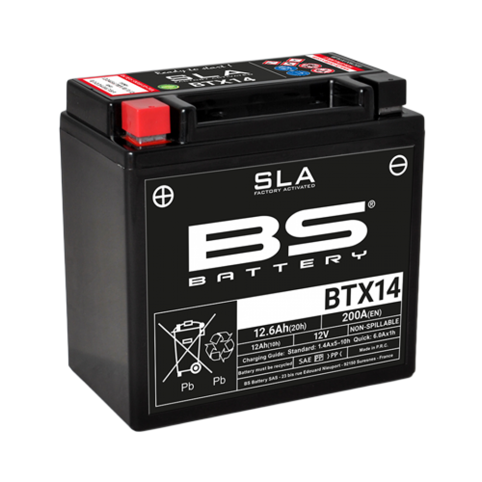 Batterie SLA BS Battery pour Moto Kawasaki 800 Vn A Vulcan 1995 à 1999 YTX14-BS / 12V 12Ah Neuf