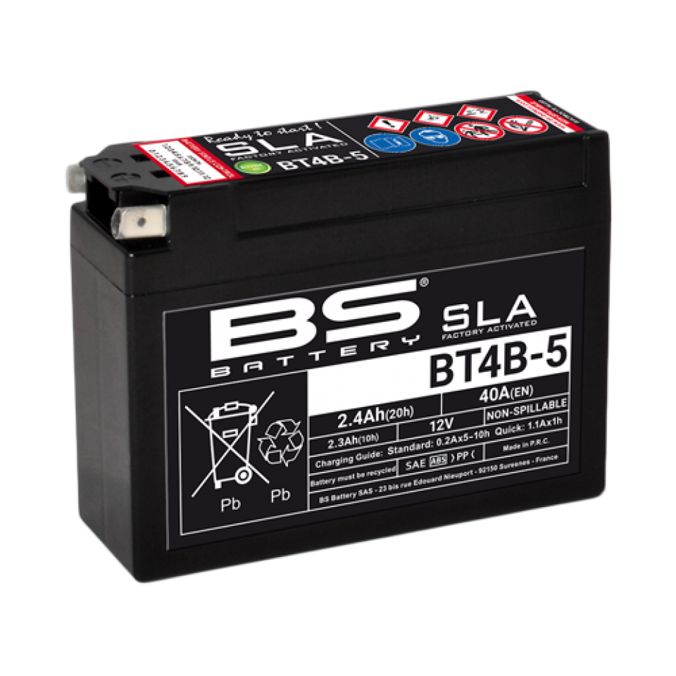 Batterie SLA BS Battery pour moto enfant YT4B-5 / 12V 2.4Ah Neuf