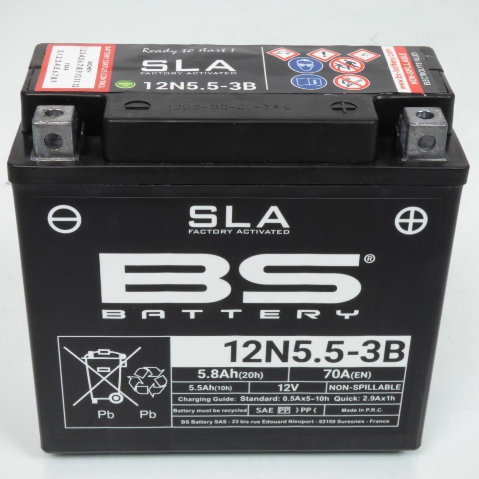Batterie SLA BS Battery pour moto Yamaha 350 Rd Lc Ypvs 1983 à 1985 12N5.5-3B / 12V 5.5Ah Neuf