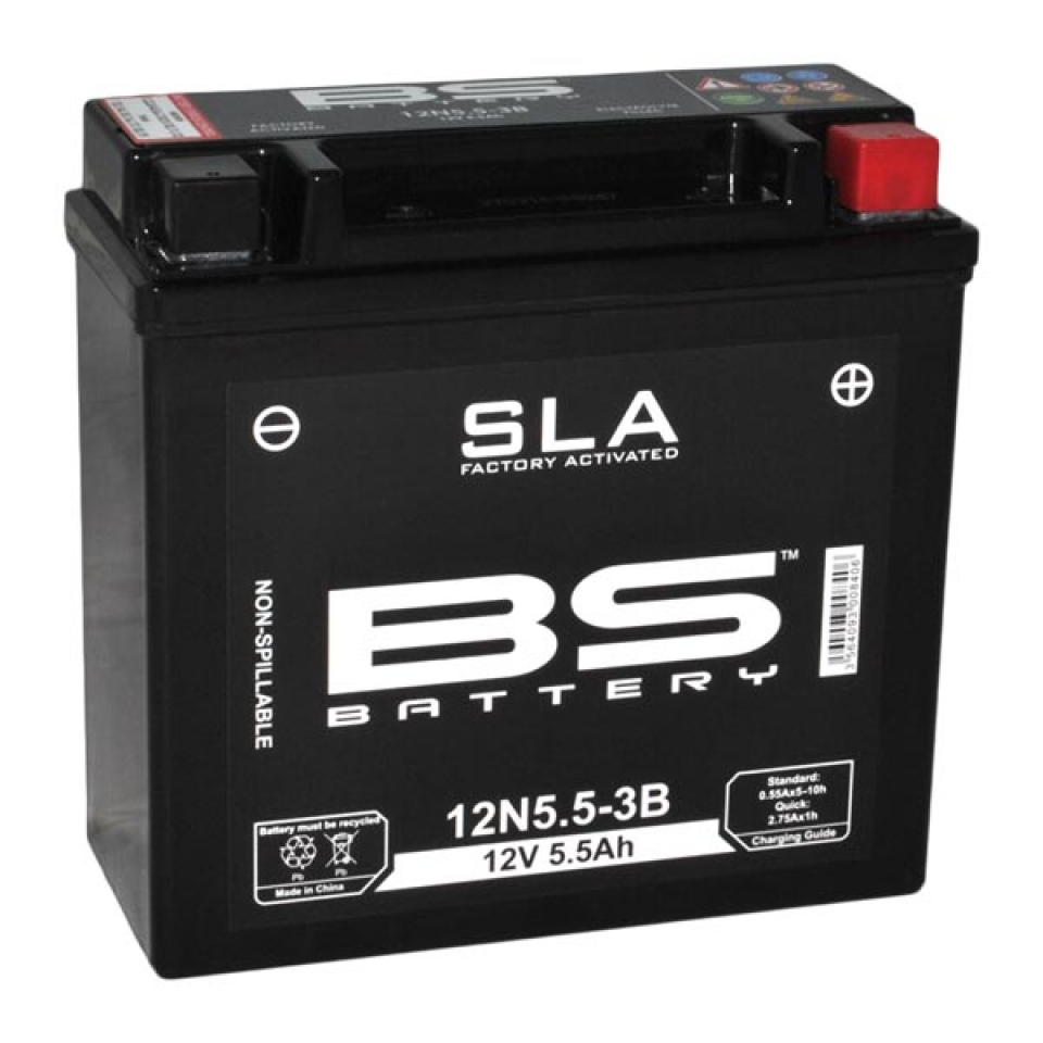 Batterie SLA BS Battery pour moto Yamaha 500 Rd Lc 1984 à 1986 12N5.5-3B / 12V 5.5Ah Neuf