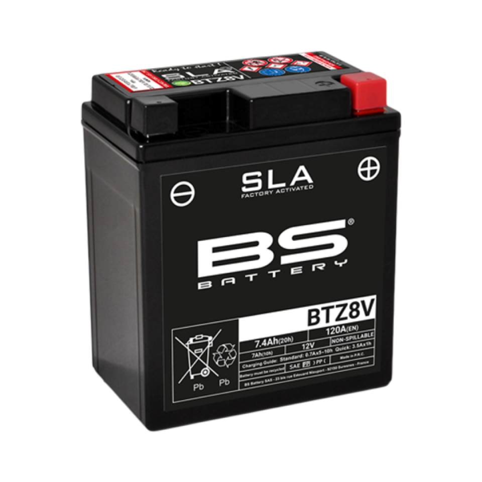 Batterie SLA BS Battery pour Moto Yamaha 320 Yzf 300 R3 2015 à 2020 YTZ8-V / 12V 7.4Ah Neuf