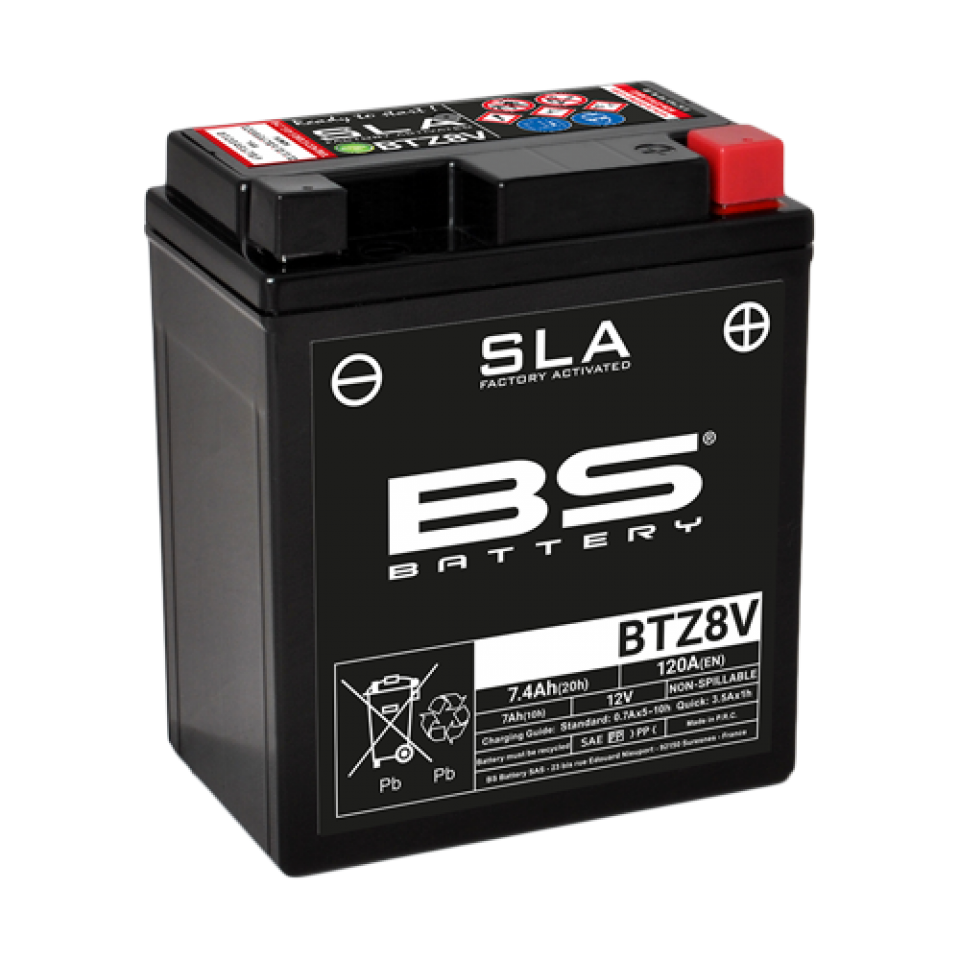 Batterie SLA BS Battery pour Moto Yamaha 320 Yzf 300 R3 2015 à 2020 YTZ8-V / 12V 7.4Ah Neuf