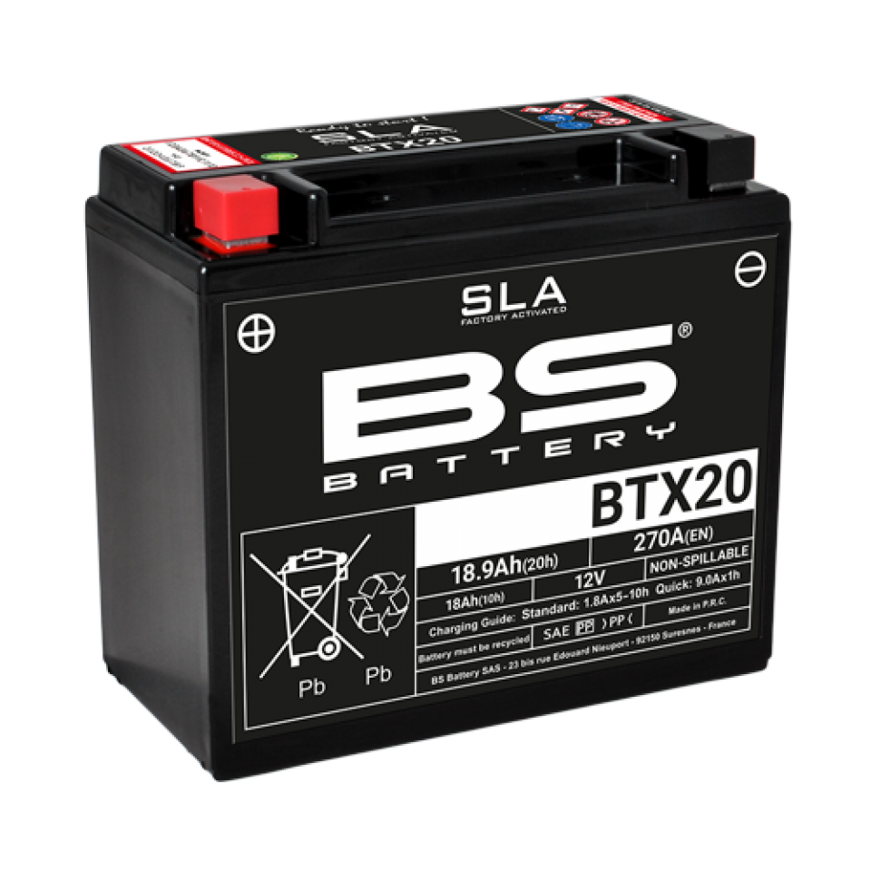 Batterie BS Battery pour moto Cagiva 1000 Navigator T 2000 à 2005 YTX20-SLA 12V 18Ah