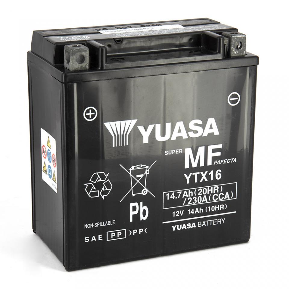 Batterie SLA Yuasa pour Moto Triumph 800 Tiger Xc 2011 à 2017 YTX16-BS / YTX16 / 12V 14.7Ah Neuf