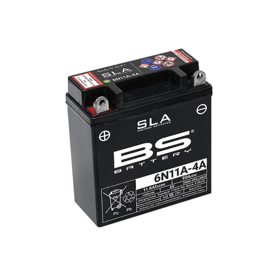 Batterie SLA BS Battery 6N11A-4A / 6V 11.6Ah pour moto Neuf