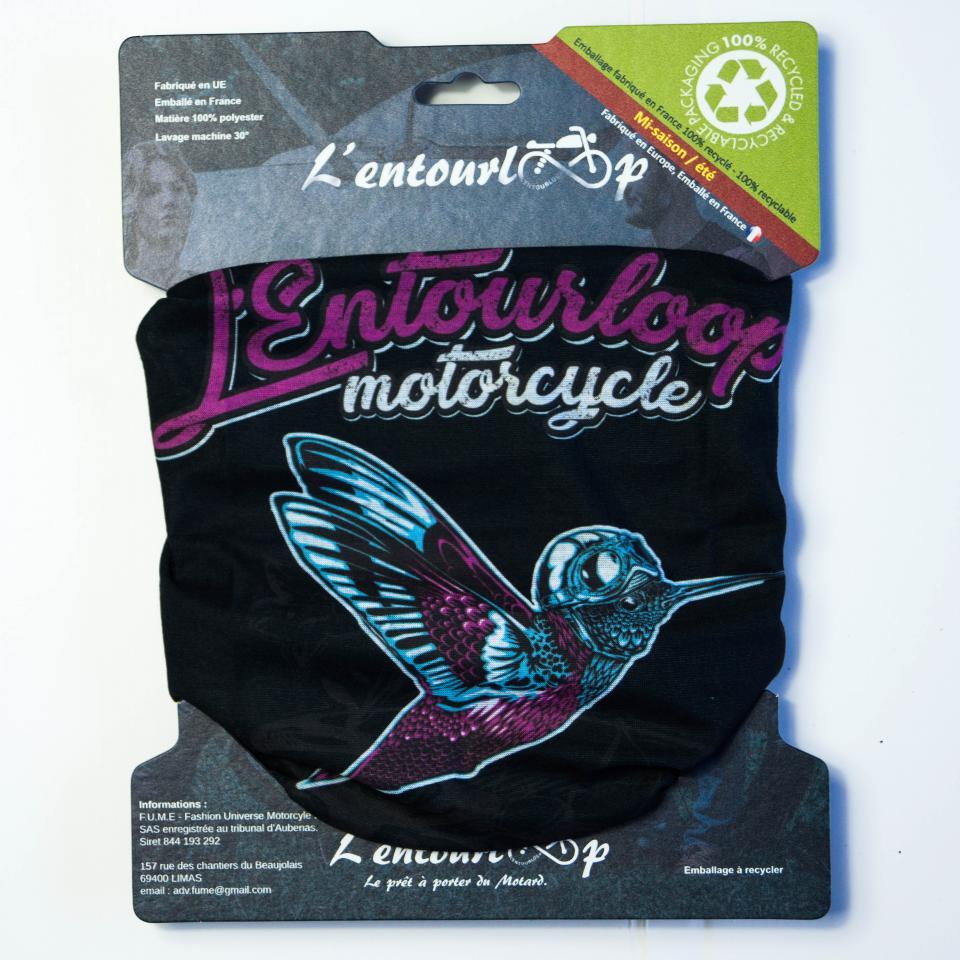 Tour de cou moto L'Entourloop Motorcycle Colibri coloris noir 100% polyester