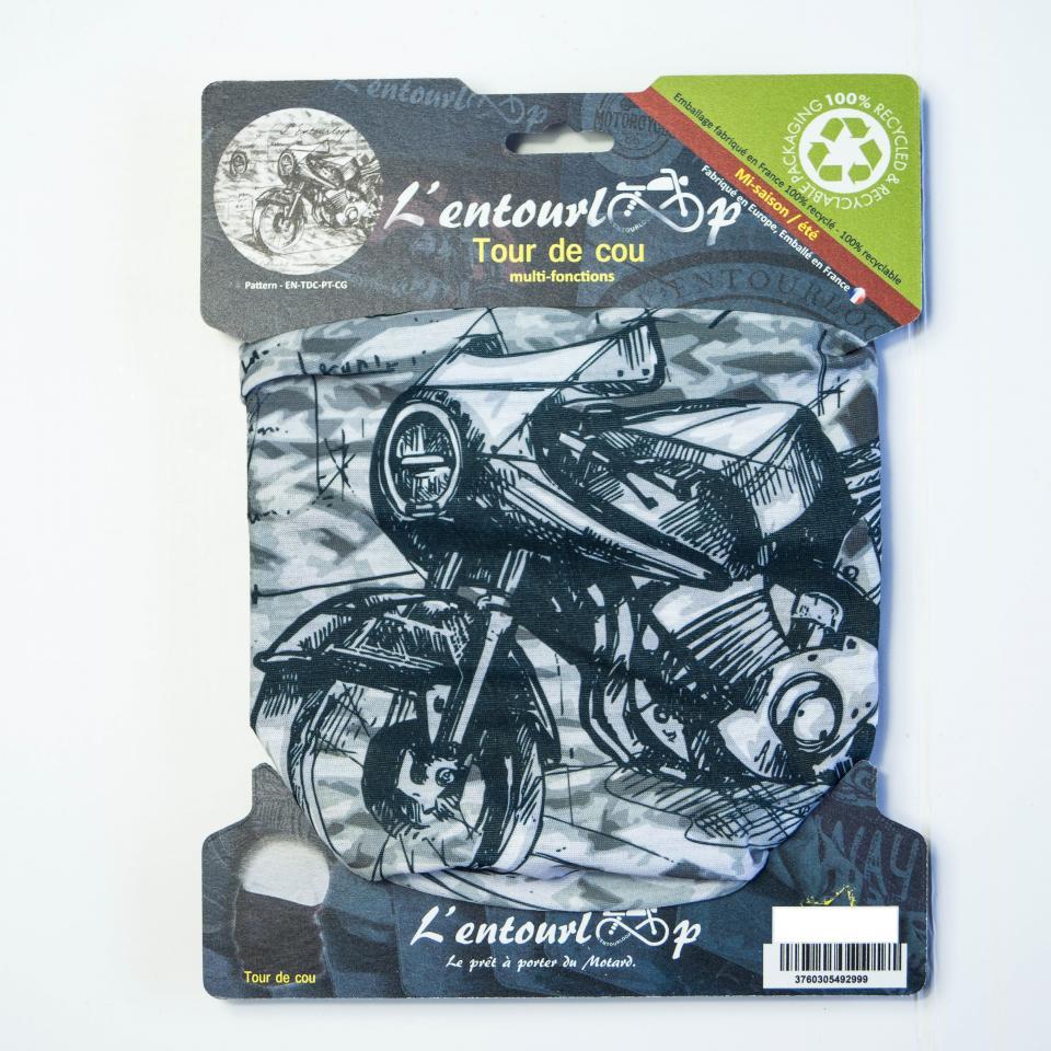 Tour de cou moto L'Entourloop Motorcycle Pattern coloris gris 100% polyester