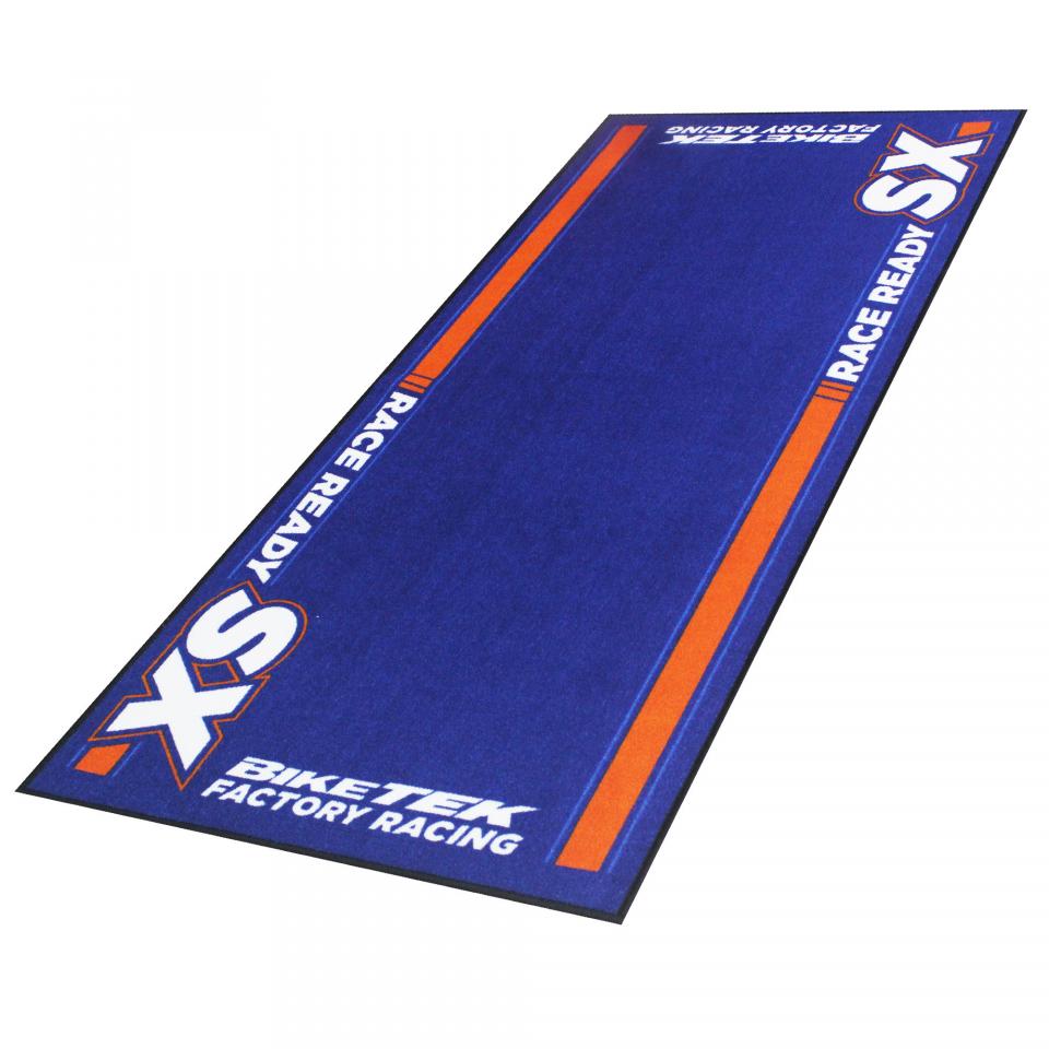 Tapis environnemental Biketek Garage Mat Race Ready SX bleu orange paddock pour moto