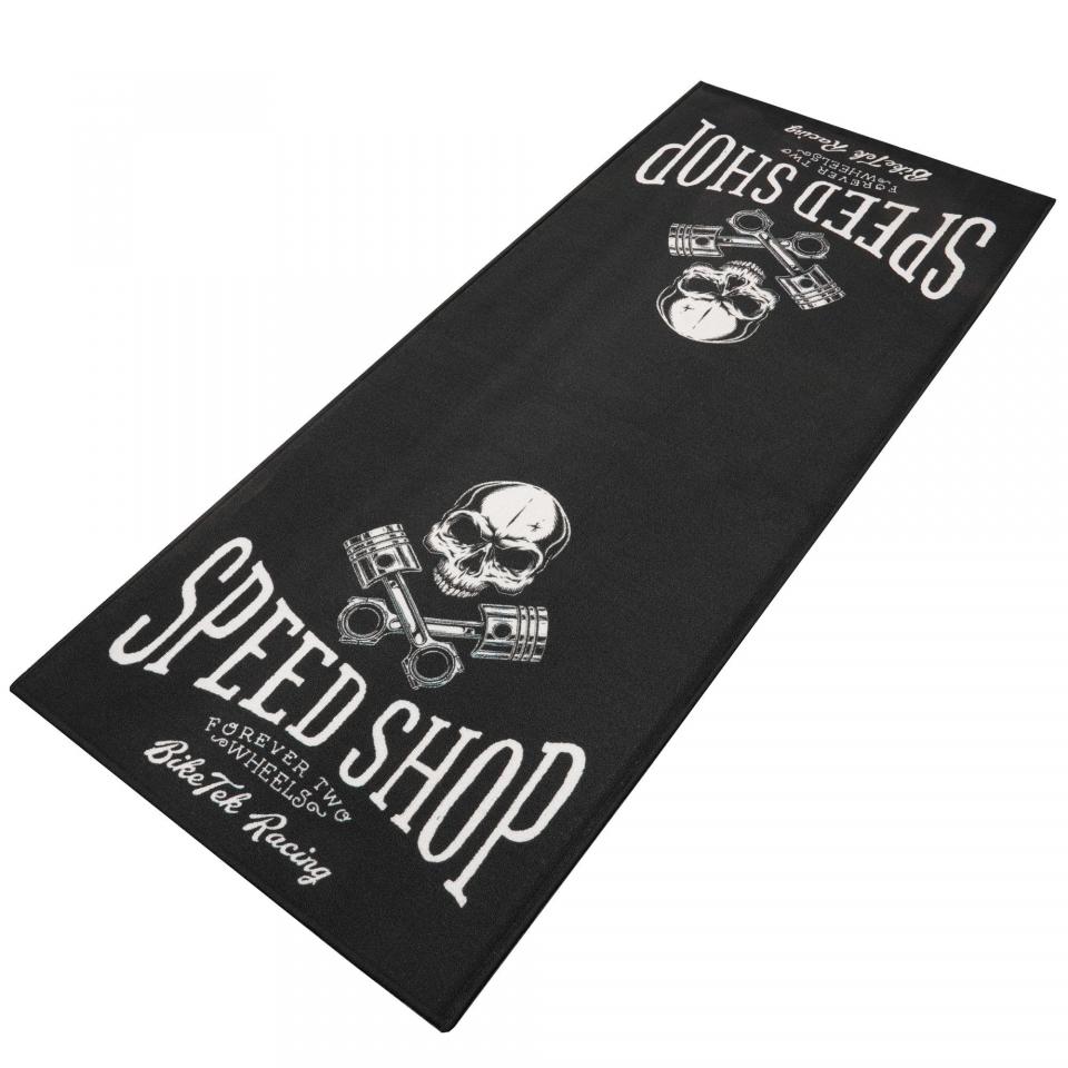 Tapis environnemental pour moto Biketek Garage Mat Speed Shop noir blanc crâne Neuf